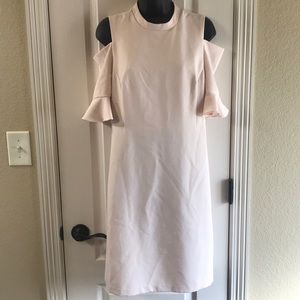 Pink cold shoulder dress
